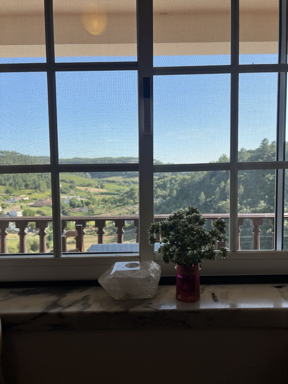 View from a bedroom window over the valley